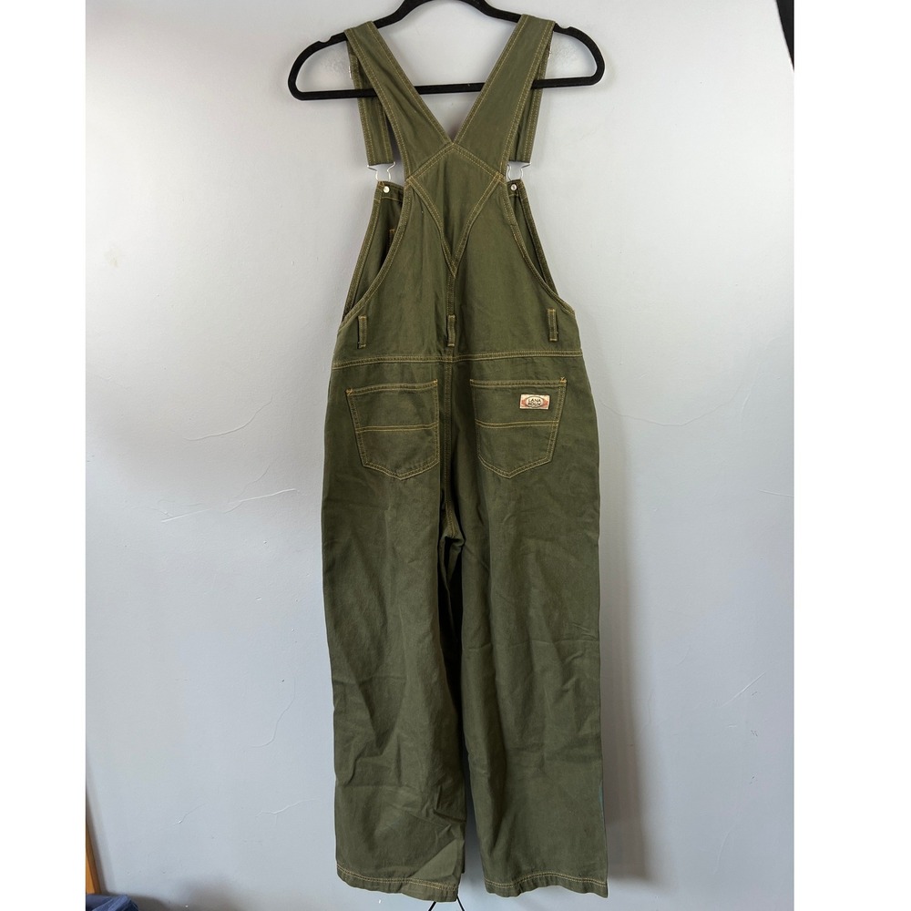 Luna‎ Roux 90s Retro Dungaree Utility Twill Overalls Size M Wide Leg Olive Green - Picture 6 of 7